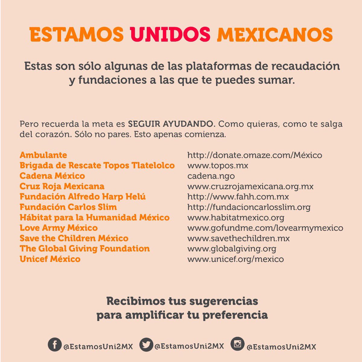 AlejandroSanz's tweet photo. Si la fe mueve montañas... la solidaridad moverá el mundo. Aquí podéis donar. Movamos el mundo. @estamosuni2MX https://t.co/CFPFK4UkEH