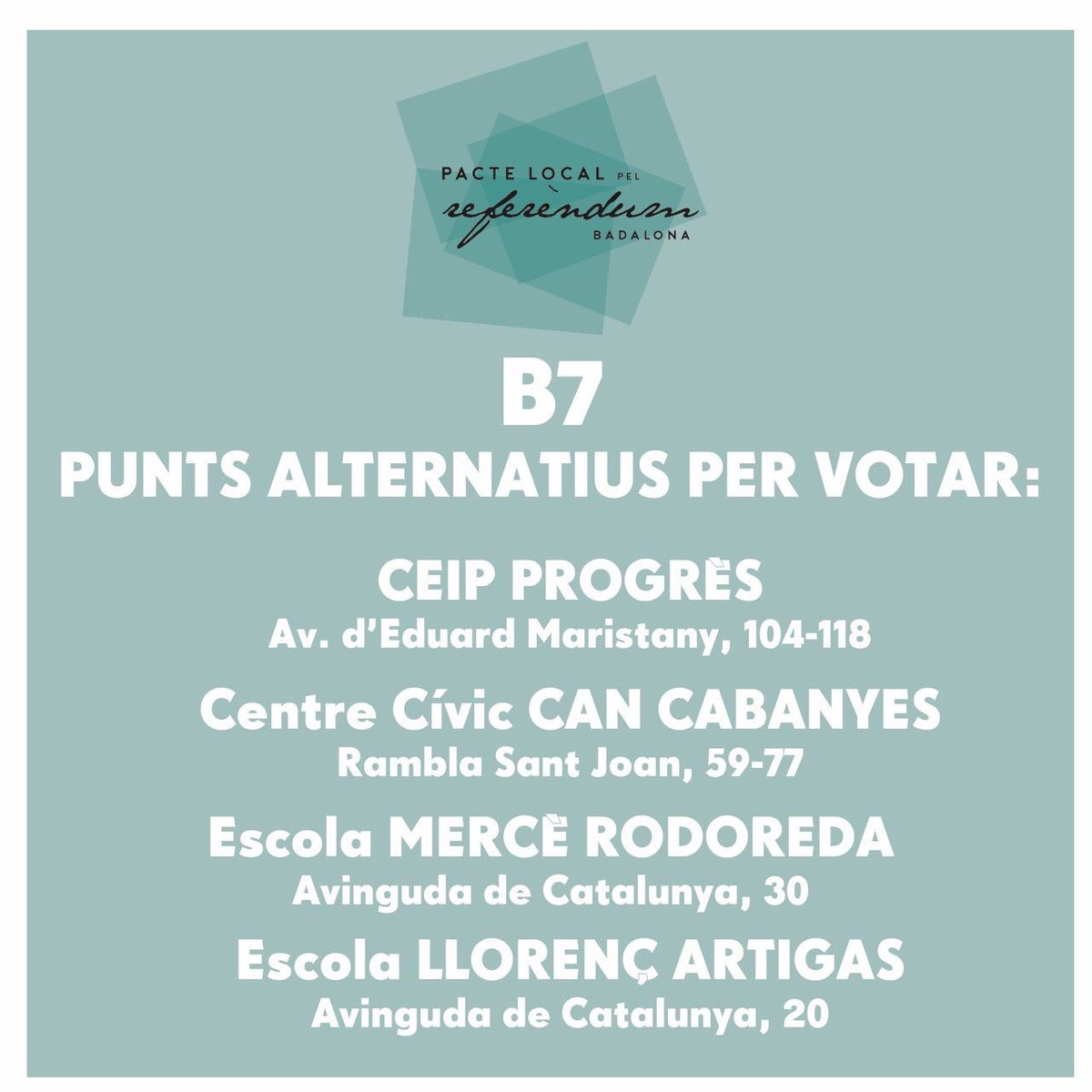 bdncom's tweet photo. ⚠️ Col.legis alternatius per als Instituts tancats
#Badalona #bdn1O https://t.co/ZpCEaqX2IF
