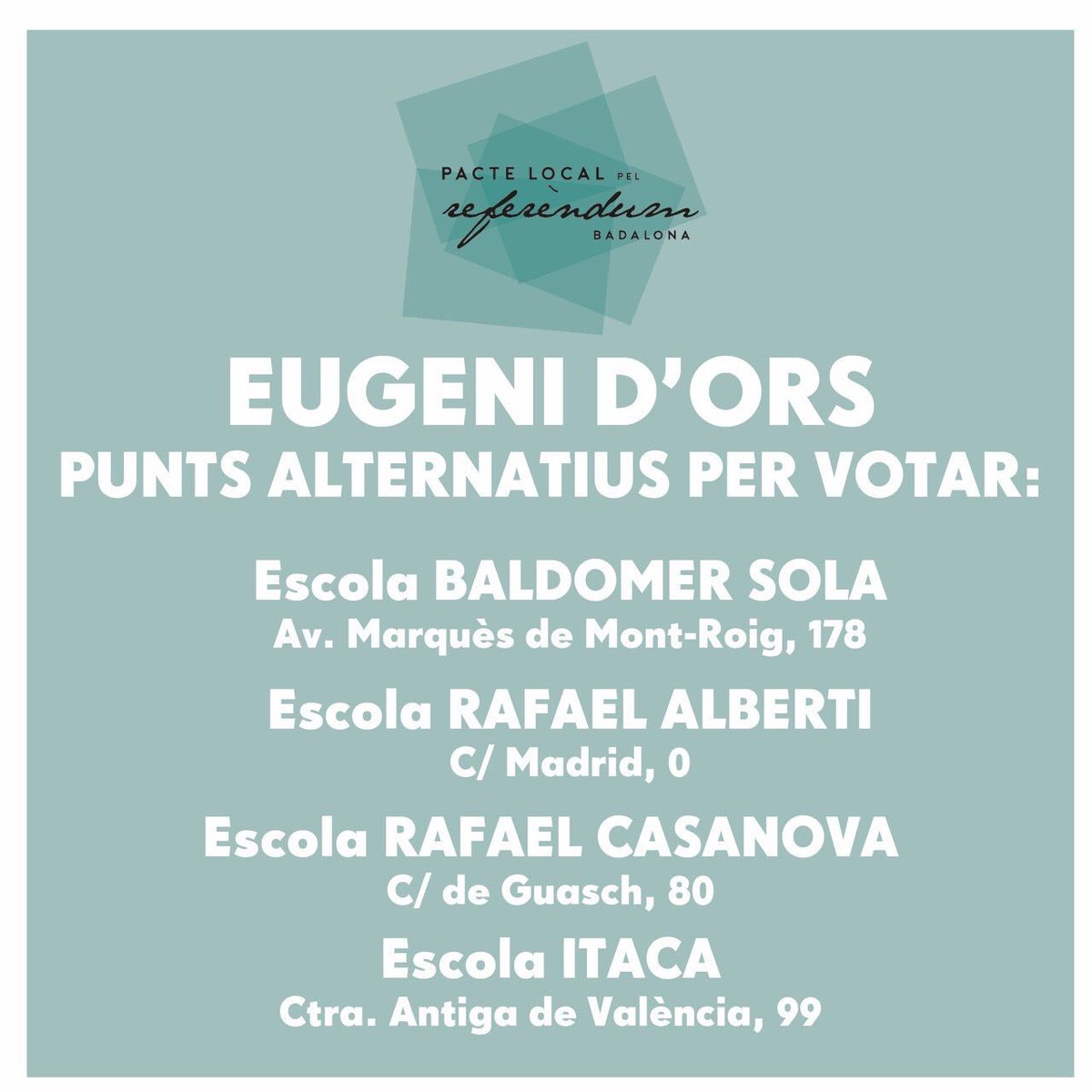 bdncom's tweet photo. ⚠️ Col.legis alternatius per als Instituts tancats
#Badalona #bdn1O https://t.co/ZpCEaqX2IF
