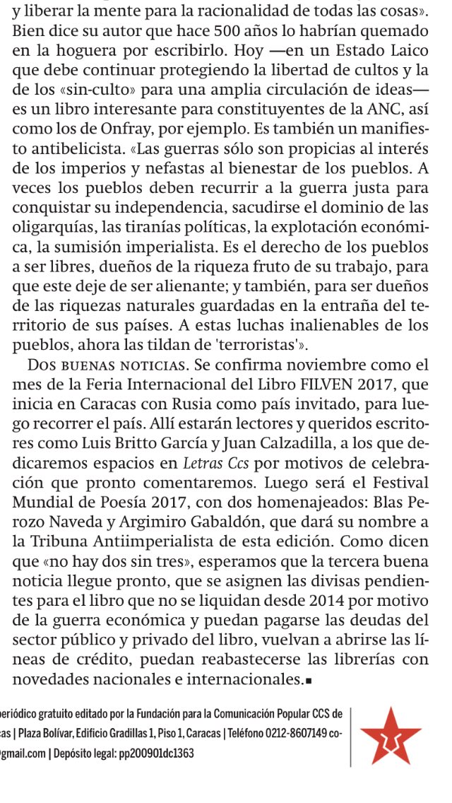 MarialciraMatuT's tweet photo. Es domingo 1-O y tenemos #LetrasCCS. Allí escribimos esta quincena. Búscalo encartado en @CiudadCCs o descárgalo en https://t.co/2M6Bm17ONJ https://t.co/F1laJWaybb