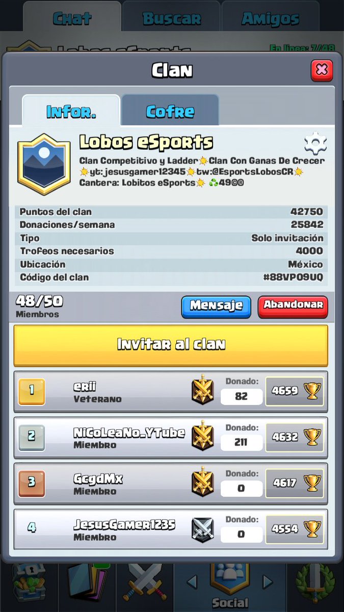 BAlva_12's tweet photo. Lobos eSports

En busca de Jugadores de ladder

PB:4200

Somos clan TOP MX!!

@EsportsLobitos  Cantera  

Damos logo y header del clan https://t.co/gH4rjPqziE