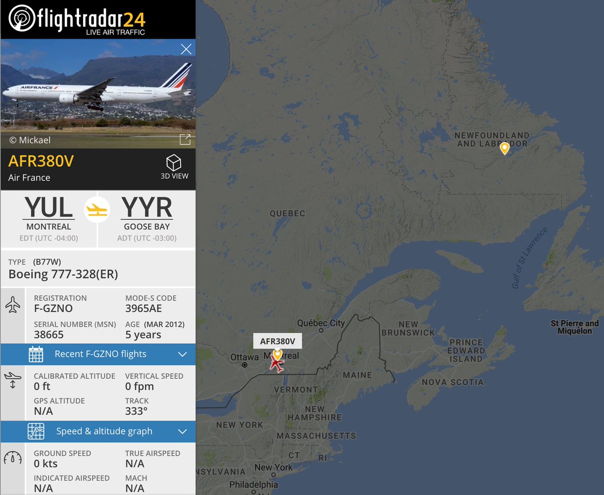 petchmo's tweet image. Air France 777 #AFR380V preparing to depart Montreal for Goose Bay to retrieve passengers from #AF66.

📡 flightradar24.com/AFR380V/f0f370a