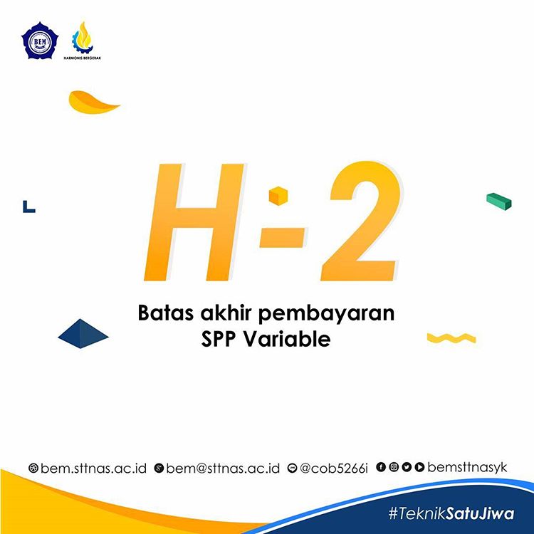 bemsttnasyk's tweet photo. Haii TUNAS (Mahasiswa STTNAS) udah pada bayar SPP Variabel untuk semester yg sedang berjalan belum nih??
Udah H-2 lhoo, yuk disegerakan 😊 https://t.co/JNrFgaZkuS