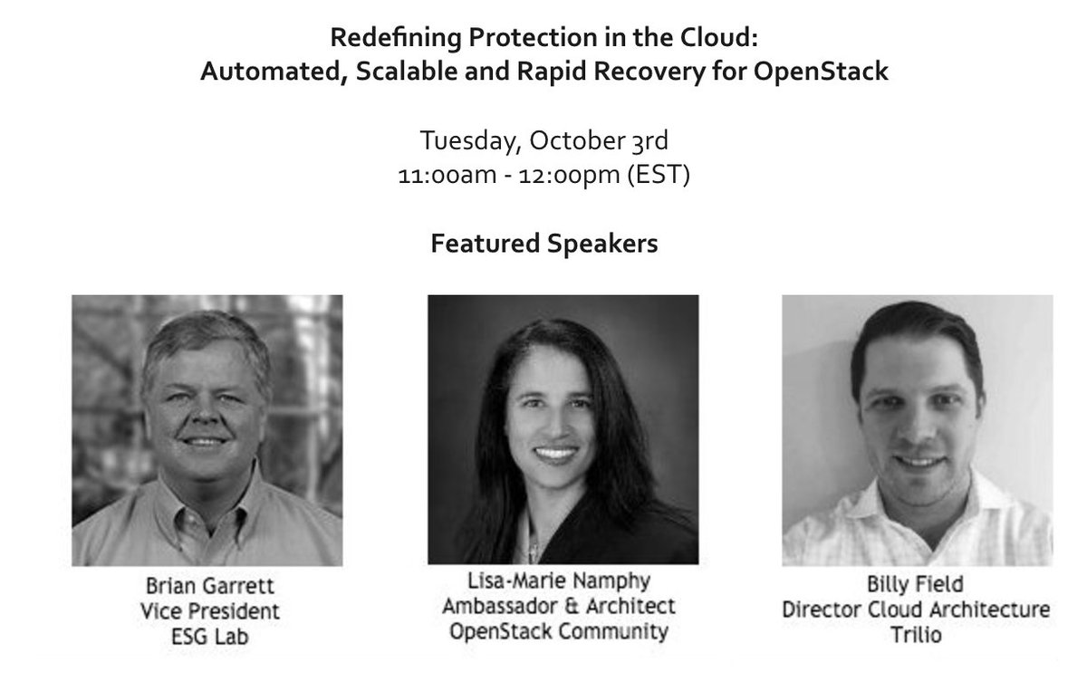 CNPlatforms's tweet image. Upcoming _Online_ Meetup - @OpenStack Pike Release Update &amp;amp; Redefining Protection in the Cloud. @triliodata @ESGLab meetup.com/preview/openst…