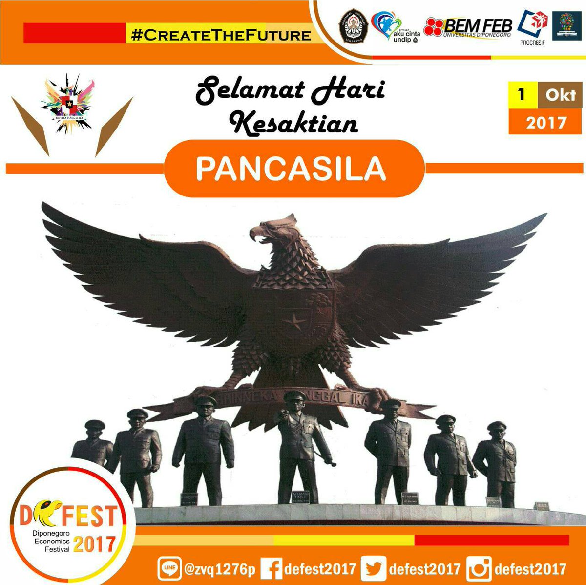 defest2017's tweet photo. [HARI KESAKTIAN PANCASILA]

Diponegoro Economics Festival mengucapkan selamat memperingati Hari Kesaktian Pancasila

https://t.co/y1qIwThgPs https://t.co/kiElo1dyoU