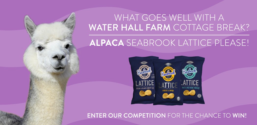 SeabrookCrisps's tweet photo. For the chance to win a three night break @WATERHALLFARM1 &amp; 3 boxes of lattice crisps? Enter here https://t.co/Axy2qIo3J2 
*T&amp;Cs Apply https://t.co/9M6WKOOrVq