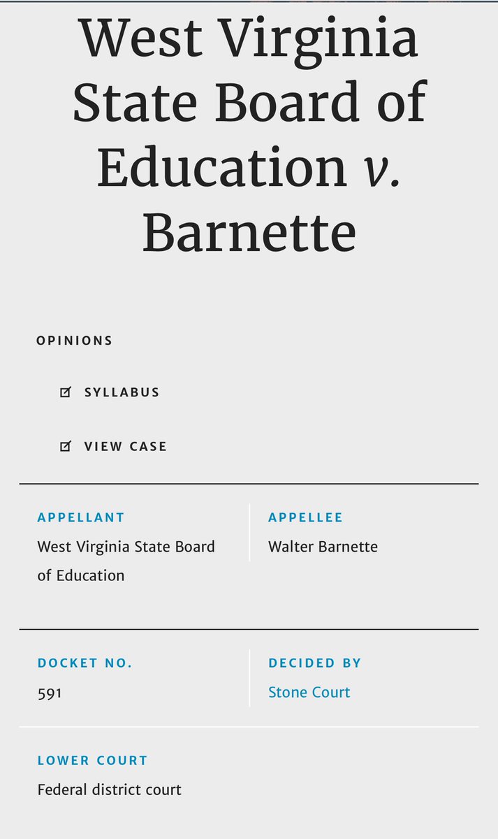 BigWinInTx's tweet photo. You cannot force anyone to pledge allegiance or stand for the National Anthem!
#ThisIsNotNaziGermany
#WestVirginiaVSBarnette https://t.co/mo179VqJyV