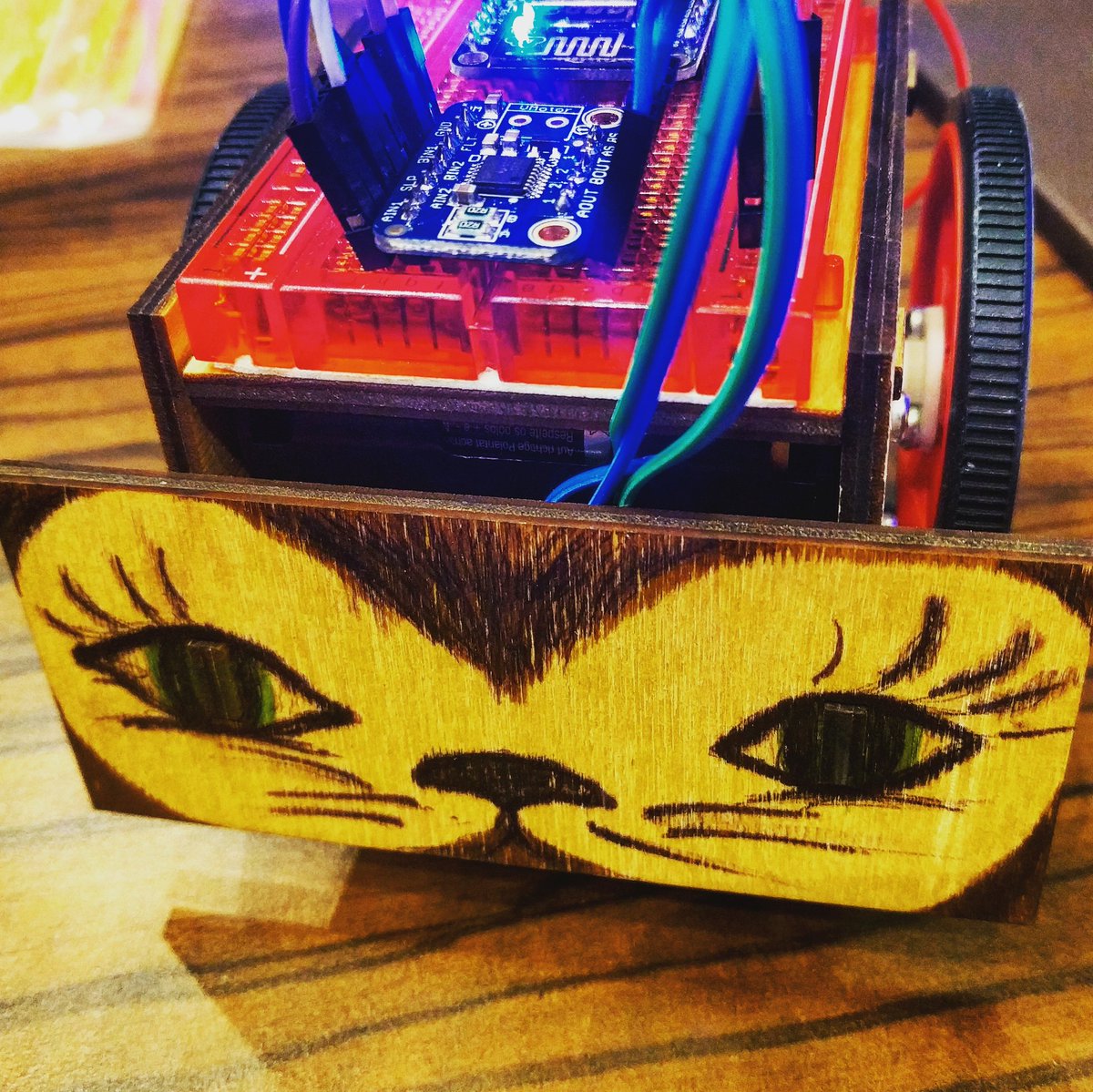 twtomcat's tweet photo. Catbot #fdconf #nodebots #javascript #makers https://t.co/CtV9YsEgvE