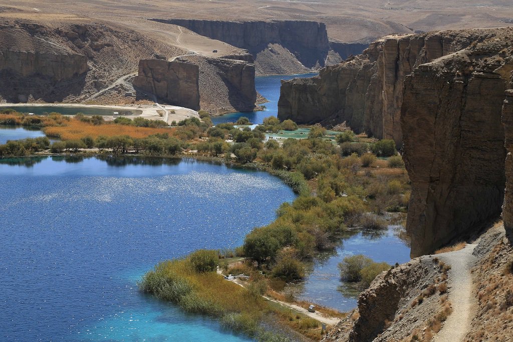 BandeAmir lake, located in C. Afghanistan's Bamyan province, has