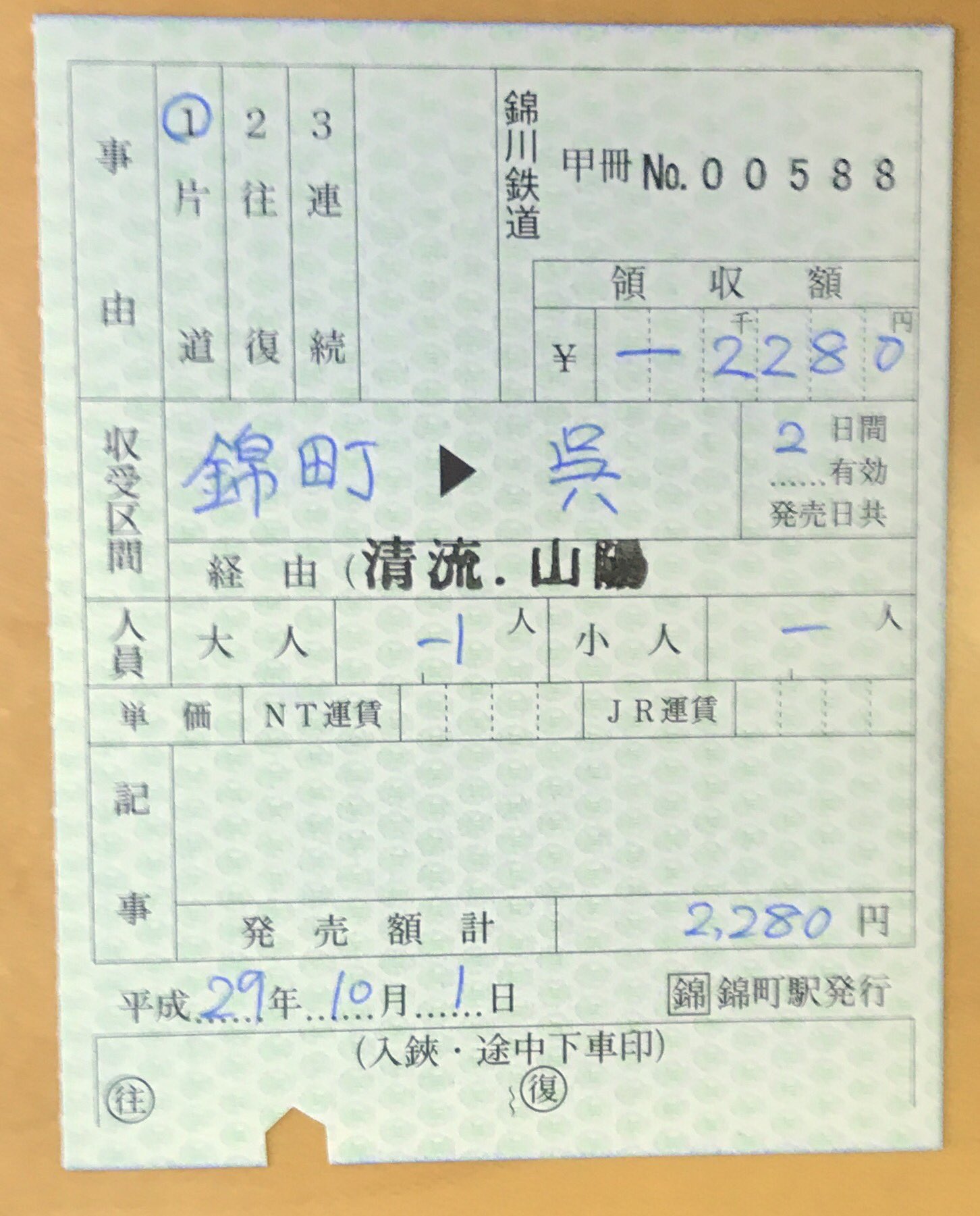 屋島登山鉄道（廃線）片道補充券 2020.3/13 廃線探訪 屋島登山鉄道 “屋島ケーブル” その2