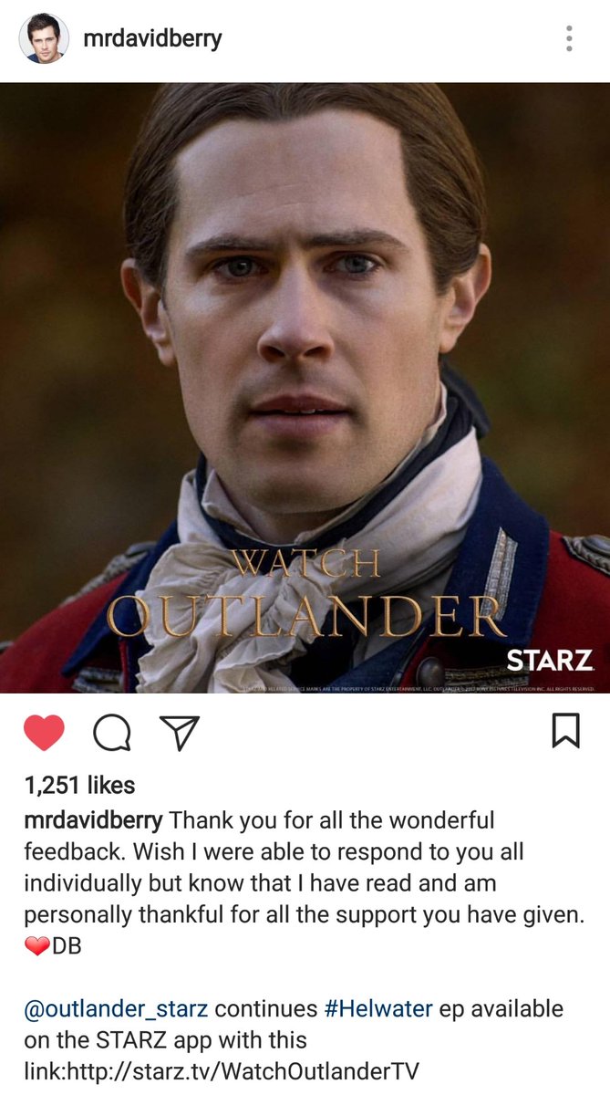 I'm glad #DavidBerry is getting such positive feedback! #Outlander #LordJohnGrey #Voyager #APlaceToCallHome #APTCH #JamesBligh