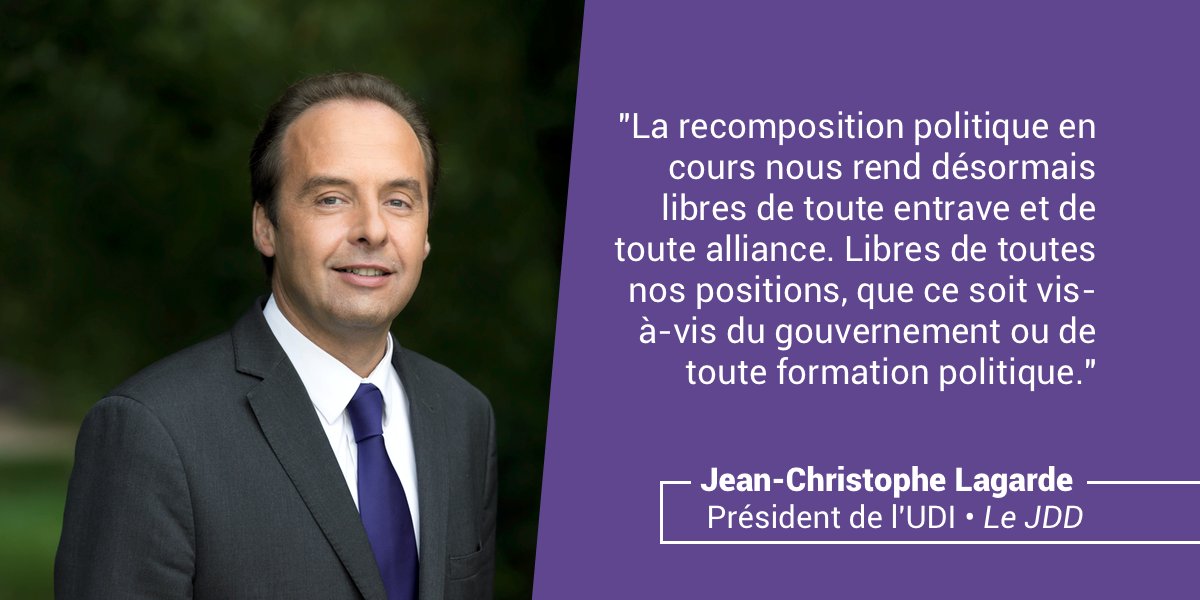 UDI_off's tweet photo. "A partir de l’UDI, je souhaite que nous construisions une force politique nouvelle, rassemblant le centre et la droite progressiste. D’ici aux européennes, nous avons 2 ans pour gagner une autonomie complète." @jclagarde dans @leJDD https://t.co/Ozu9gyLOEv