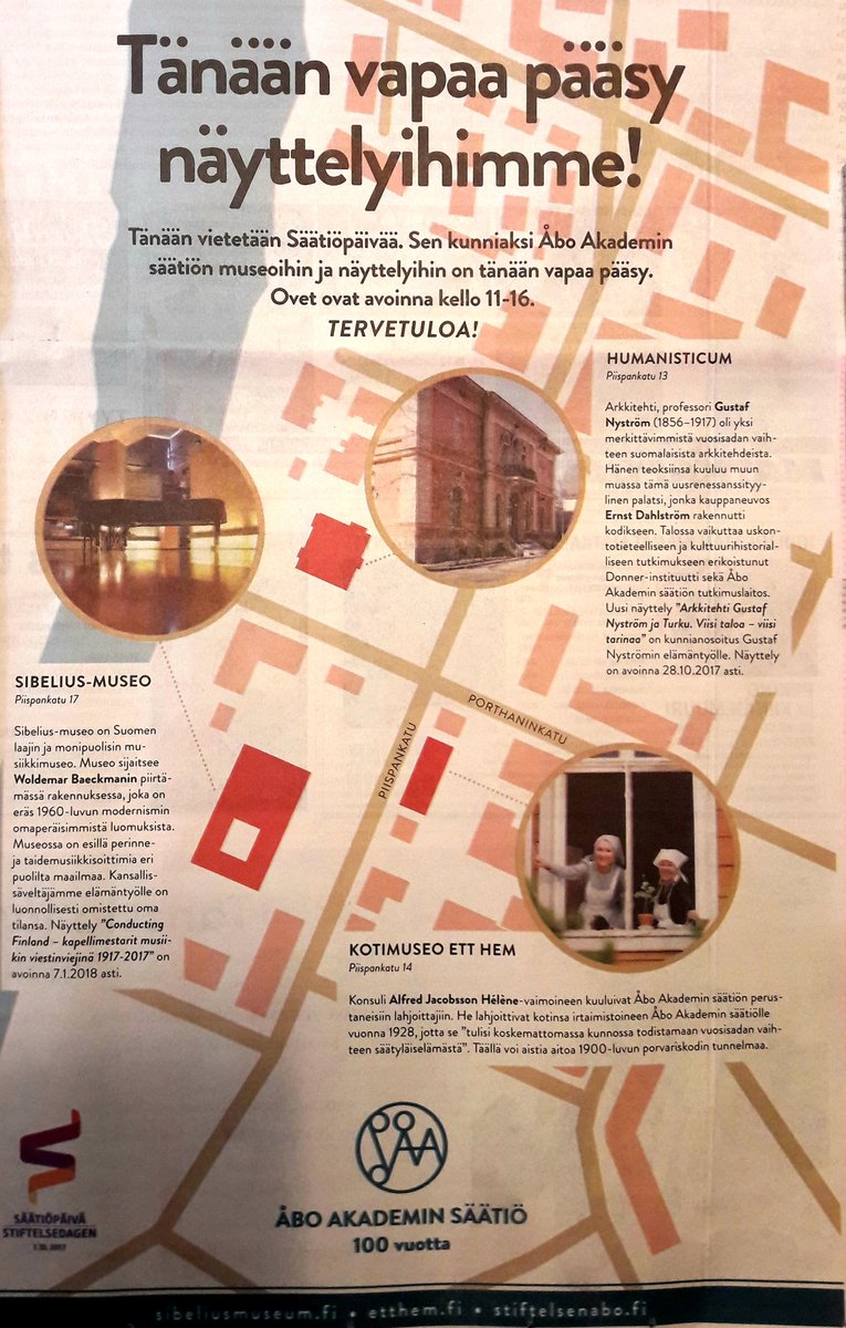 ViljaTahtinen's tweet photo. Tänään on vapaa pääsy Åbo Akademin säätiön museoihin ja näyttelyihin kello 11-16!
#säätiöpäivä #Turku #Sibeliusmuseo #EttHem #KissMyTurku https://t.co/20kic3BfzK
