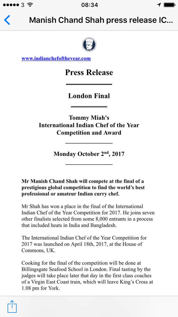 MokshCardiff's tweet photo. Chef Manish has won a place in the final of the Tommy Miah International Indian Chef of the Year Competition for 2017. Good luck Chef! 👨🏽🍳 https://t.co/duihY2KIyD