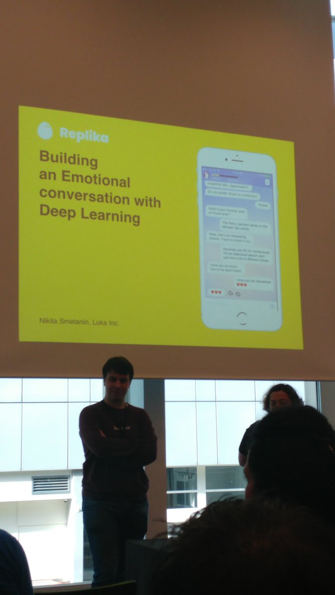 BasmaEAB's tweet image. Nikka Semetanin talking about Emotional conversation using deep learning at @scai_workshop 
#SCAI2017