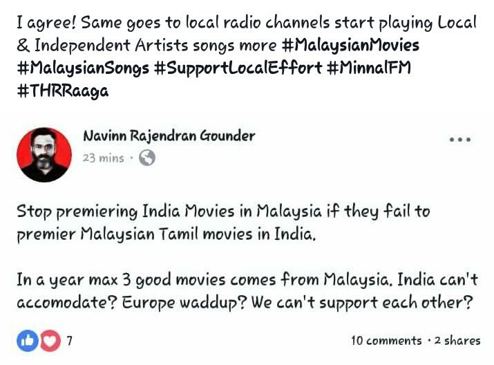 craZychiCk2708's tweet image. A big YES for this! Take note responsible people, wish to hear more of our local artists song #MinnalFM #THRRaaga #SupportLocalEfforts 👍👏