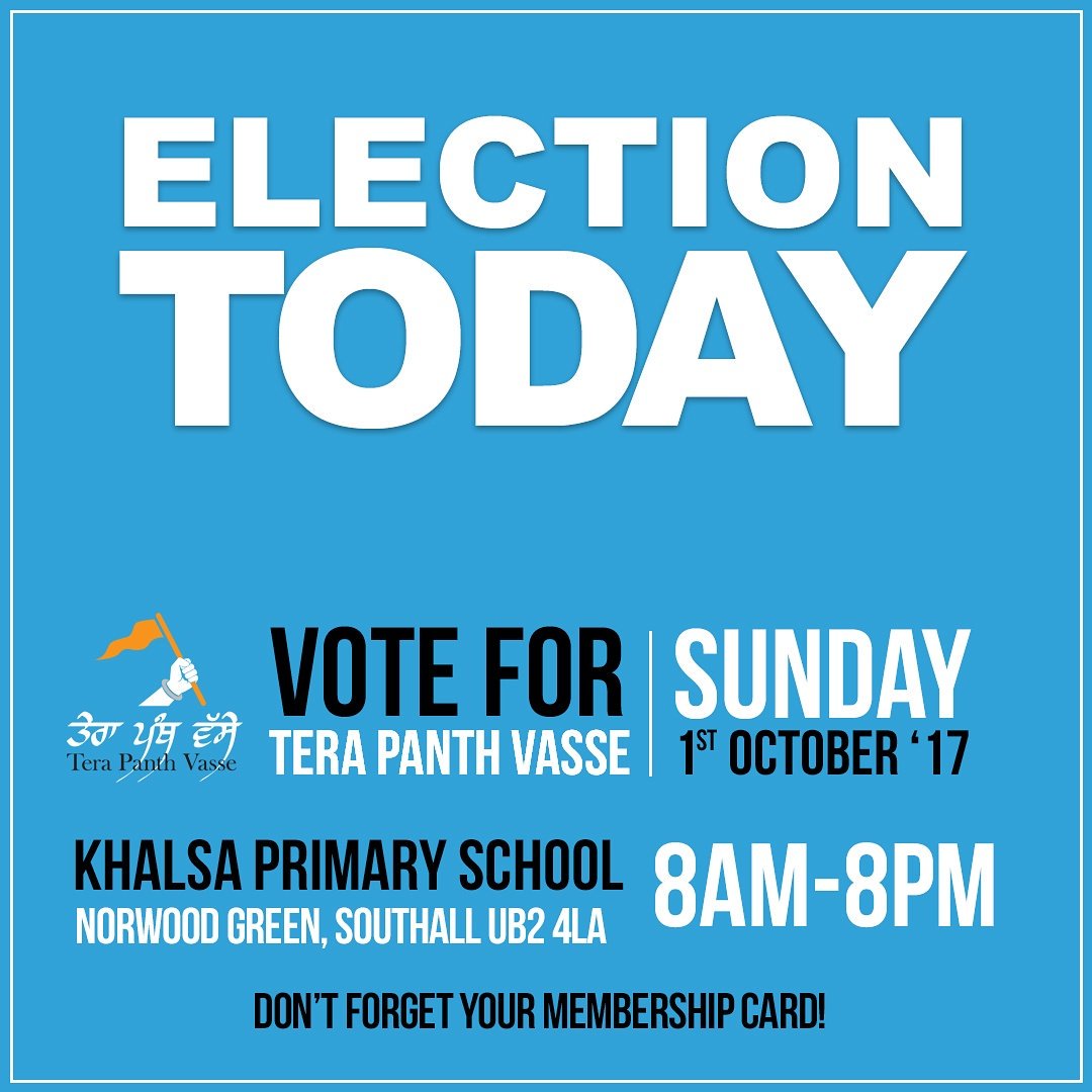 Please #VoteTPV TODAY @ Khalsa Primary School #Southall
Full details on poster.
Voting closes 8pm
#VoteForChange