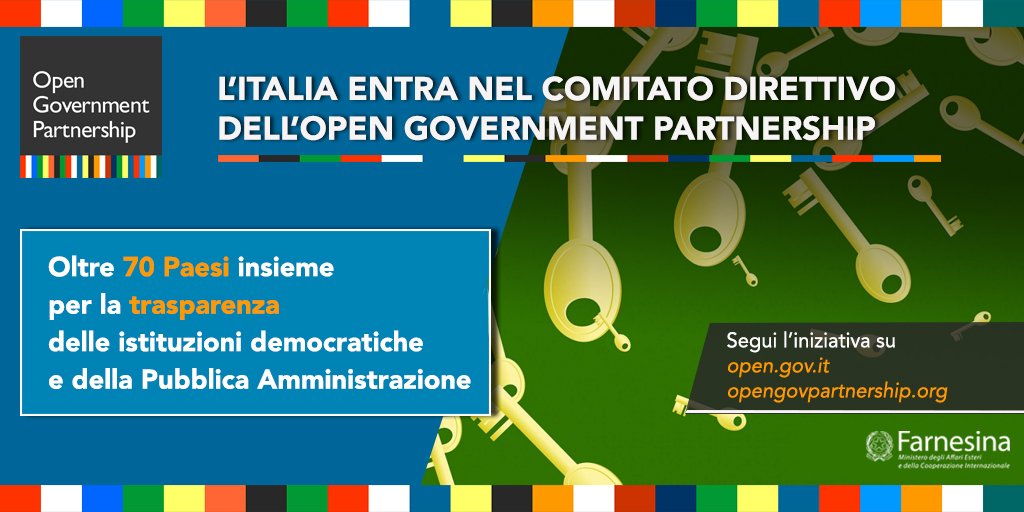 ItalyMFA's tweet photo. L'#Italia entra nel Comitato Direttivo dell'#OpenGovernmentPartnership: in prima linea per la #trasparenza della pubblica amministrazione https://t.co/ZIPG03sGEO