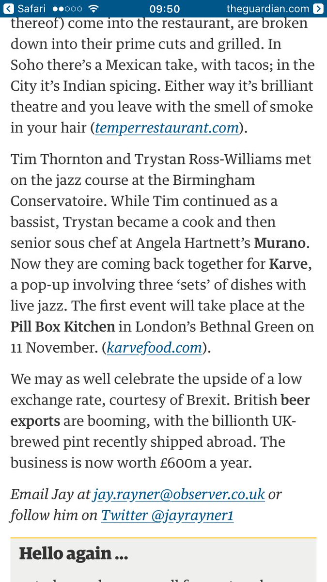 AmyNewbury's tweet photo. THINGS ARE STARTING TO SIZZLE @Karve_uk thank you @jayrayner1 https://t.co/WpH0YVeNz0