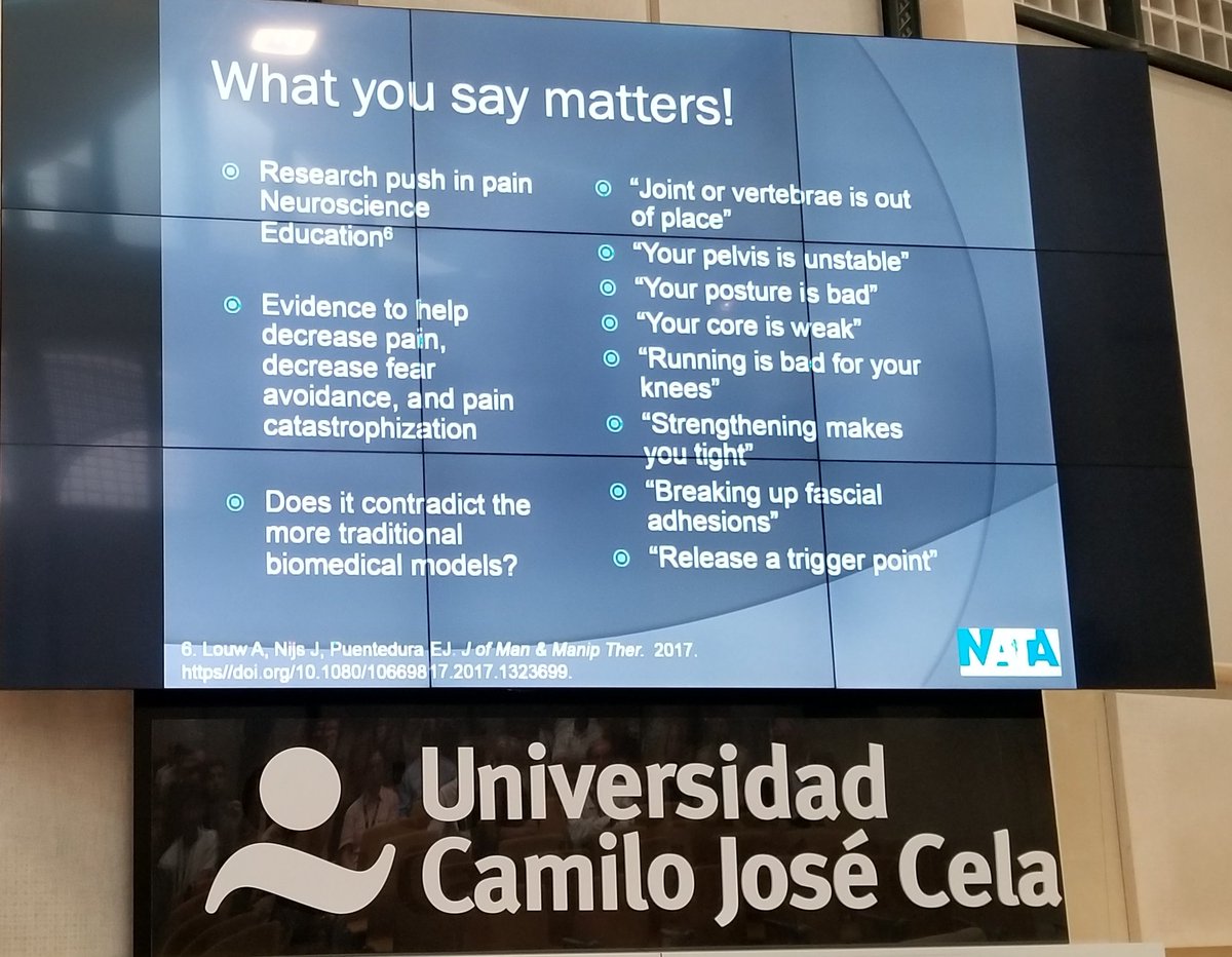 jeresch's tweet photo. Dr. McCathie: "What you say, matters when treating Pts." The same is true when treating Pts. w/concussion. #WFATT2017 https://t.co/S7m8PhdqEM