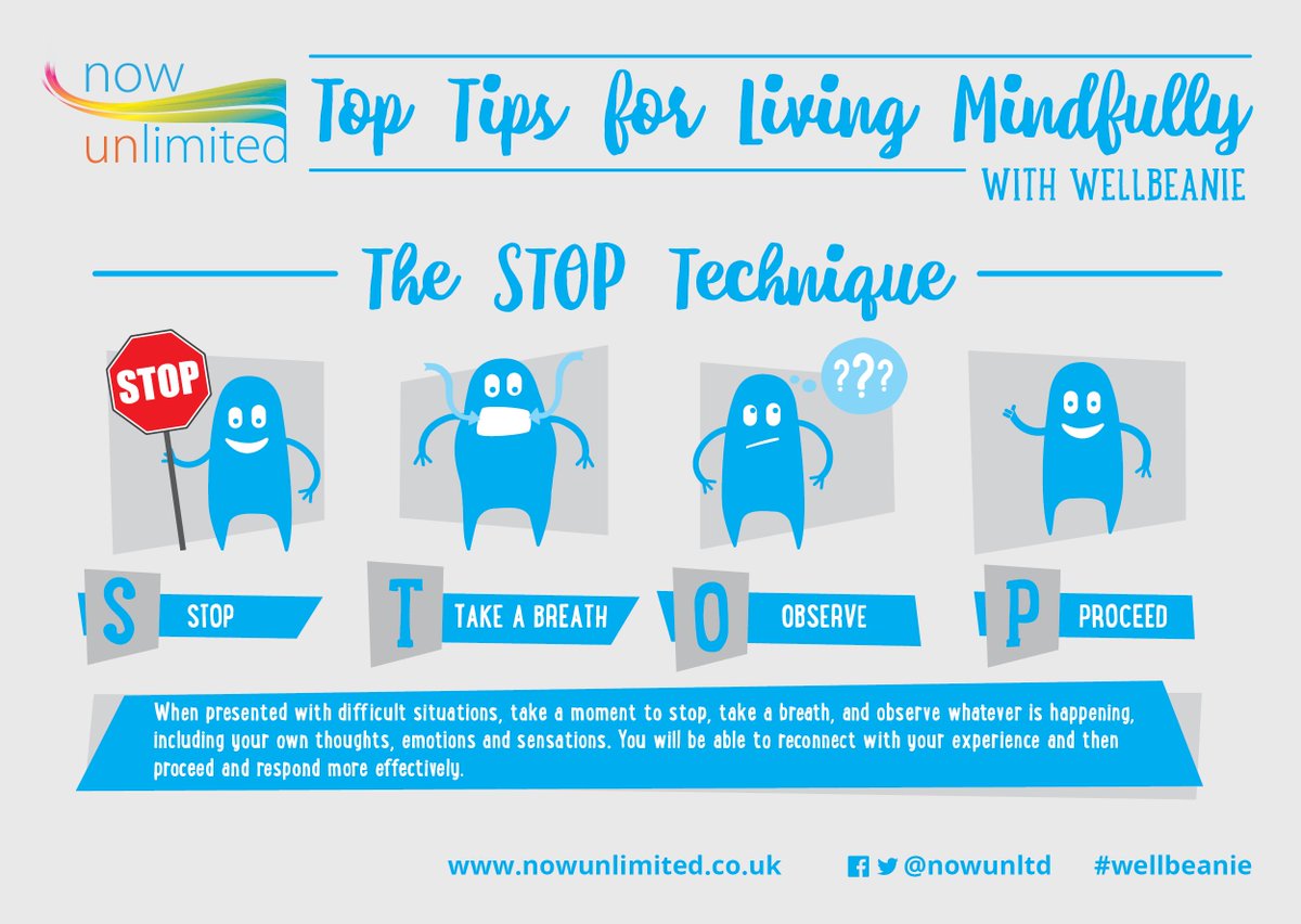 NowUnLtd's tweet photo. Please RT - here's #Wellbeanie explaining the STOP technique - please share with anyone you think it may help https://t.co/uN7KT8kwUV