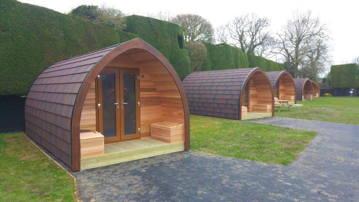 some of out glamping pods on a #glamping site ready for guests podsbyfuturerooms.com #ukweekendhour #kprs