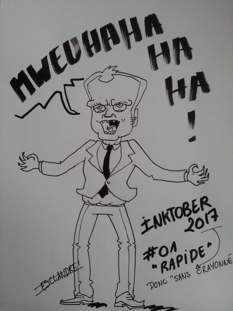 _Esclandre_'s tweet photo. #inktober #inktober2017 Ce que c'est dur de dessiner sans crayonné comme le veut le défi ! #macron #elysee #LREM #dessin #EdouardPhilippe https://t.co/x9cLYyIVaS