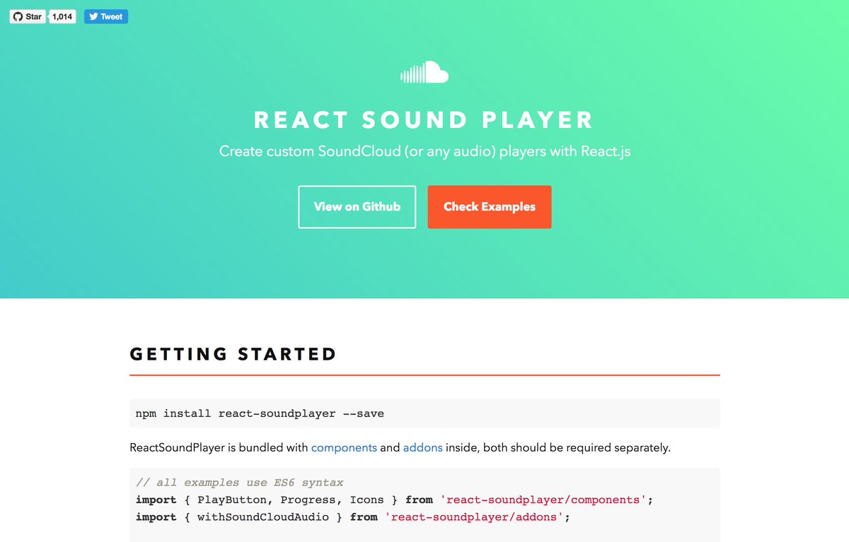 react-soundplayer v1.0.0 released! 🎉 labs.voronianski.com/react-soundpla… with support of any audio source now #reactjs #js /cc <a href="/RareNoise/">RareNoise</a> <a href="/thefanburst/">Fanburst</a>