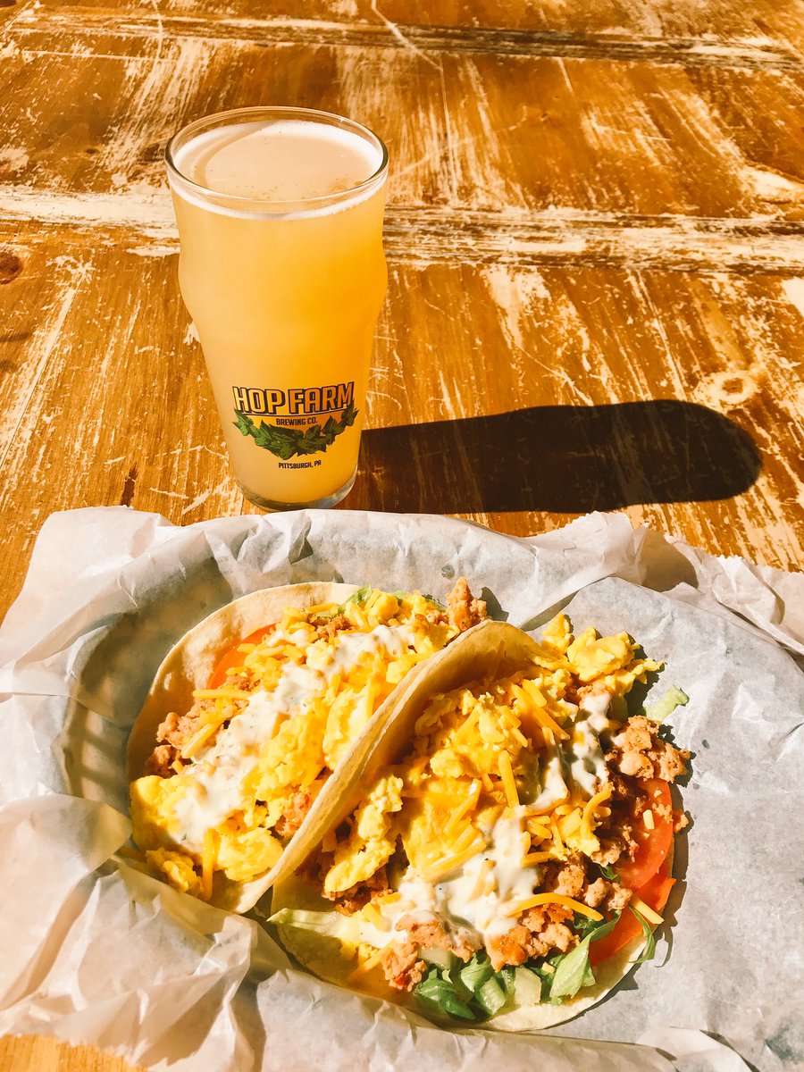 HopFarmBeer's tweet photo. Heat it up, Buffalo Breakfast tacos, hoppy hour 1-3 for @steelers audio courtesy of @Sonos #kickasssound #SteelerNation https://t.co/5Z4OK0jc1Y