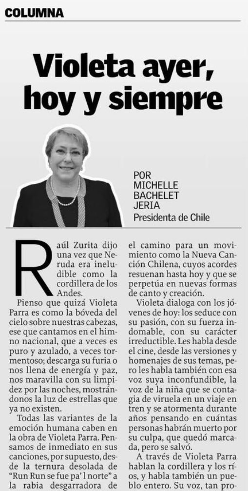 gorebiobio's tweet photo. [OPINIÓN] Violeta ayer, hoy y siempre. Lee la columna de la Presidenta @mbachelet https://t.co/M9ChH3hTYO https://t.co/jpxodCrlo8