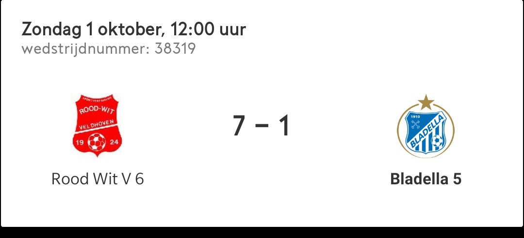 bladella5's tweet photo. Enorm contrast met vorige week. Dramatisch slechte pot van Bladella kant. Verdiende overwinning voor @RoodWitV 6. https://t.co/1ZJ5j3y9M7