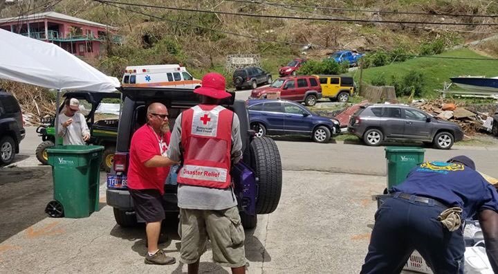 ARCfanHQ's tweet photo. Productive day in Love City American Red Cross of the Virgin Islands distributing cleanup kits and water. #ViDisasterRelief #ViStrong https://t.co/nN11yxQykk
