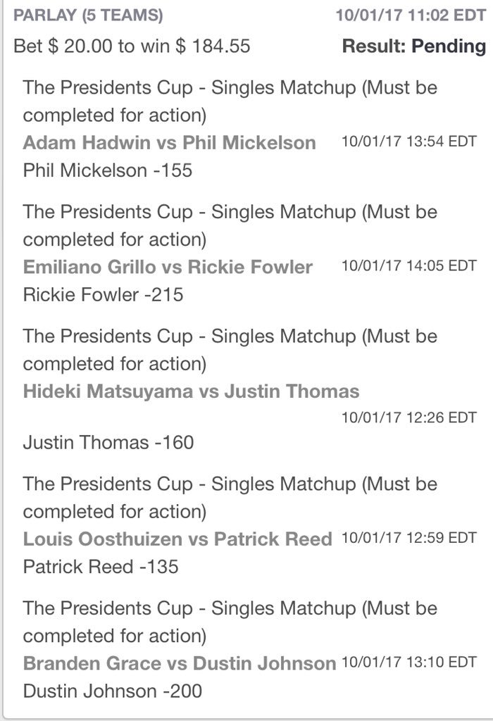 GeniusMbets's tweet image. Presidents cup parlay .2u