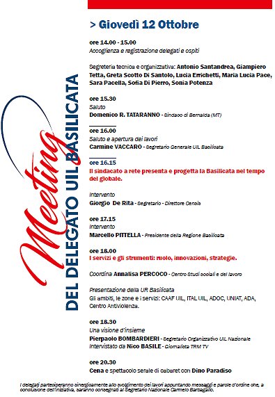 Prima giornata del Meeting del Delegato della UIL Basilicata