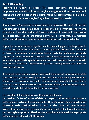 Le ragioni del Meeting del Delegato della UIL Basilicata