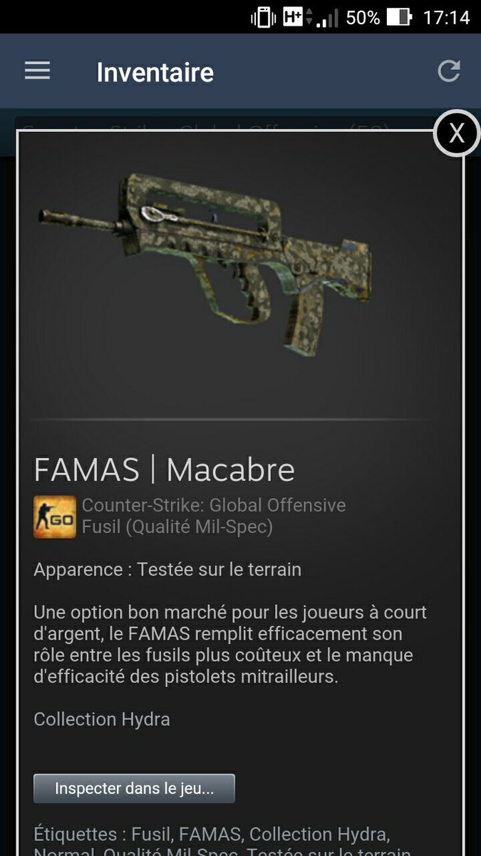 Sp3cTre_CSGO's tweet image. 🔥GiveAway🔥

Famas macabre FT !

Retweet + Follow :

@Sp3cTre_CSGO 
@LuMYFaST 

Good Luck 

Picked in 3 hours !