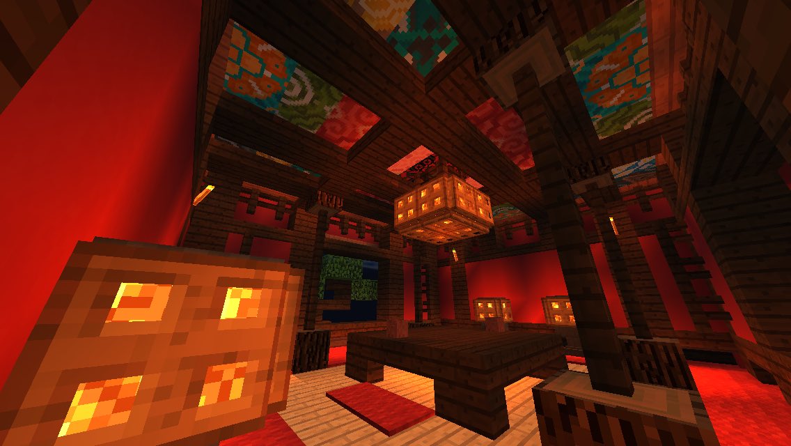 Ryo 現代 未来建築 吉原遊廓のような赤に染まった和室を作りました シェーダーのおかげですがいやぁ赤が映える映える Minecraft建築コミュ マイクラpe 1チャンク建築 T Co Y6qfzjhn2z Twitter