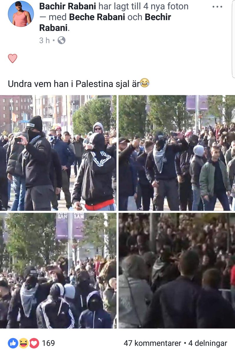 Chris_Halvorsen's tweet photo. Det är bekräftat att en av "vänsterextremisterna" som gav sig på polisen igår är Bechir Rabani. Han erkänner detta på sin FB. #inganazister https://t.co/NUGkohqzSZ