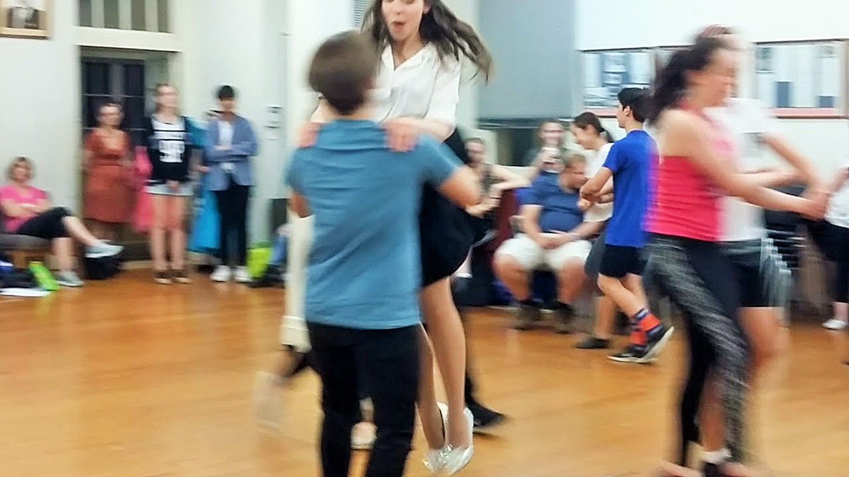 QMusicalTheatre's tweet photo. When #PrinceCharming sweeps you off your feet - #cinderellaproblems #QMTCinderella #iamdancing #iamflying https://t.co/dAqElEpaYh