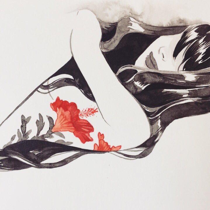 m4shir0's tweet photo. First #inktober with @Hikasawr 🌺 #hibiscus https://t.co/JPGdg6s1rh