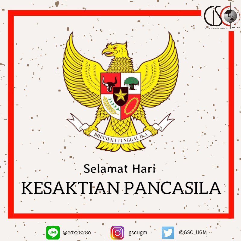 GSC mengucapkan Selamat memperingati Hari Kesaktian Pancasila
Yuk kita jaga pancasila dgn menerapkannya dalam kehidupan sehari2

#GSCterbaek