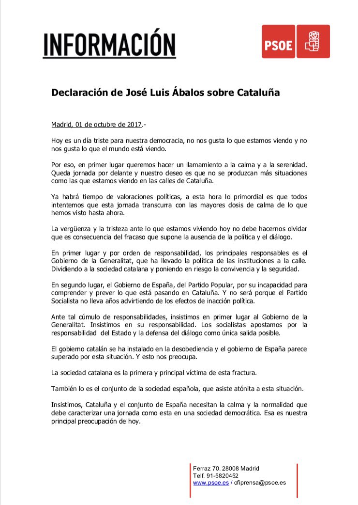 sanchezcastejon's tweet photo. Hoy es un día triste para nuestra democracia, no nos gusta lo que estamos viendo ni lo que el mundo está viendo. ¡Serenidad y diálogo! https://t.co/6cMN6sTea1