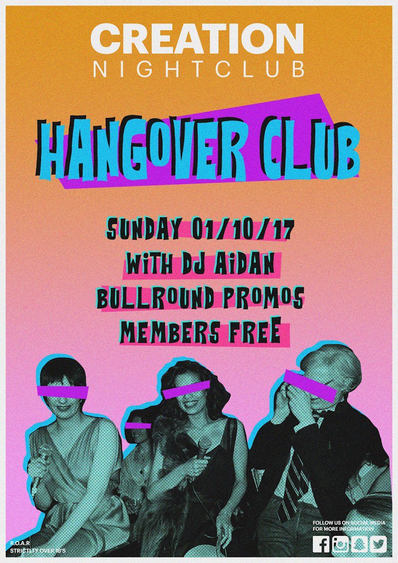 clubcreation's tweet photo. Hangover Club with DJ Aidan tonight!! 😎🙌🏻🔥🎧

🌟MEMBERS FREE🌟

Bull Round €20

#SeptemberSession https://t.co/7SoJWSHV6Q