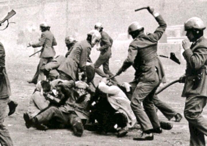 1948Hanane's tweet photo. 1976: Franco dictator police attacks protesters                                                2017: nothing has changed #CatalanReferendum https://t.co/wqPSh1zndJ