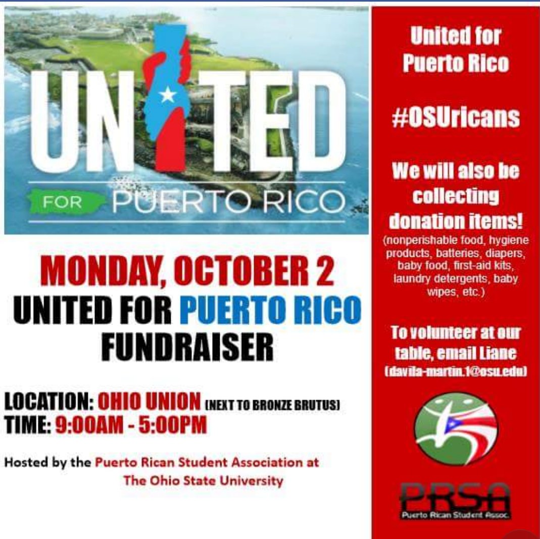 verateamrealty's tweet photo. Drive TOMORROW @OSUUnion 9am-5pm. Puerto Rico needs our help. https://t.co/dkYUWvaTzm