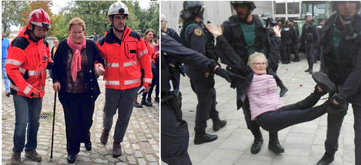 ANC_Bombers's tweet photo. Catalan Fire Fighters vs Spanish military police. #CatalanReferendum #ElsBombersSeremSempreVostres https://t.co/vng50Uig2B