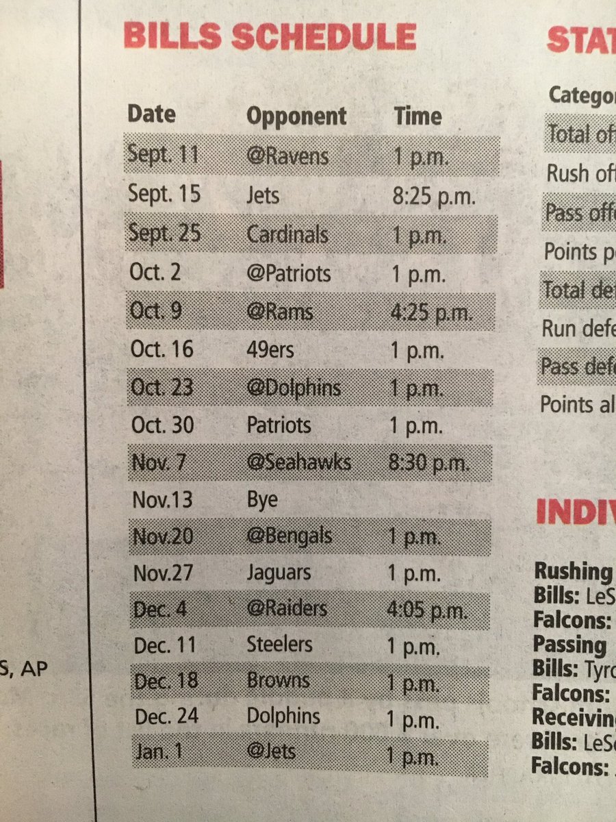 EricReeners's tweet photo. In case you were wondering the 2016 @buffalobills schedule was @DandC has is for you in TODAYS sports section. #worstpaperever https://t.co/NwmTQClxjy