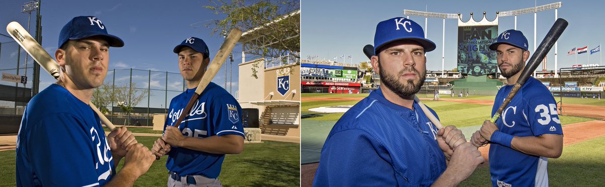 jsleezer's tweet photo. First time I photographed #Royals Mike Moustakas and Eric Hosmer together was 2009, yesterday they posed for a 2017 photo. https://t.co/TFUbzuiu3J