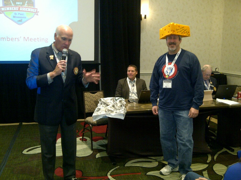 usacurl's tweet photo. Ron Paul of the @StPaulCurler was honored with the prestigious cheesehead award at the #MembersAssembly https://t.co/54wtTLbQYz