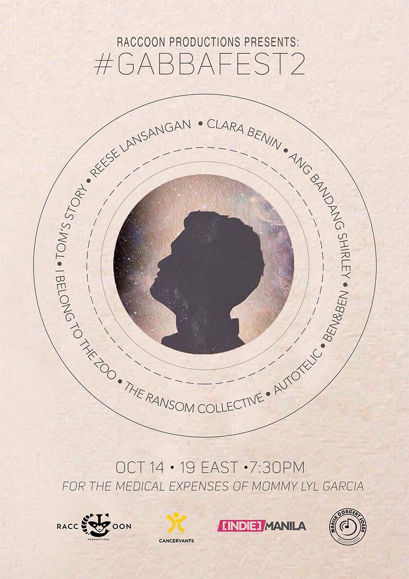raccoonprod's tweet photo. #GABBAFEST2 LINEUP:
Clara Benin
Tom's Story
Ransom
Shirley
IBTTZ
Reese
Ben&Ben
Telic
HBD @gabbasantiago ✨🎉🎂
RSVP: https://t.co/YnjxhHEg04 https://t.co/1BVa9ZVXgZ